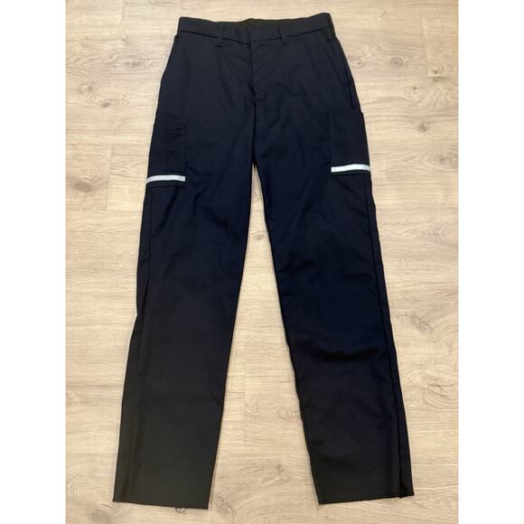 FedEx Work Pants Mens Blue 34R Unhemmed Reflective Cargo Stan Herman Imagewear - Picture 1 of 6